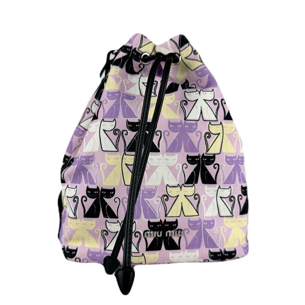Miu Miu drawstring Pouch Clutch canvas purple multicolor